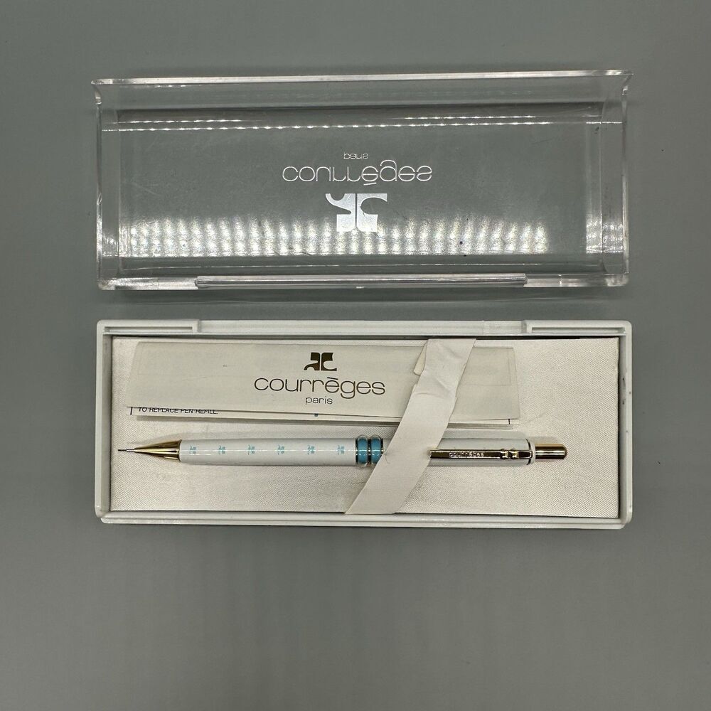 Courreges Mechanical Pensil 0.05mm Logo Blue White Gold
